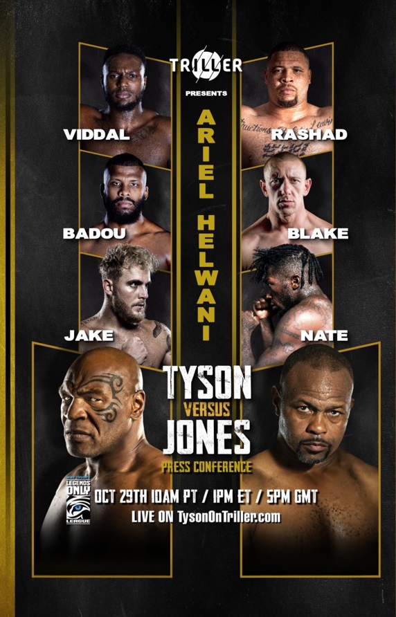 Iron Mike Tyson regresa al ring 3 Cartel de la velada, Mike Tyson contra Roy Jones Jr. y otros tres combates