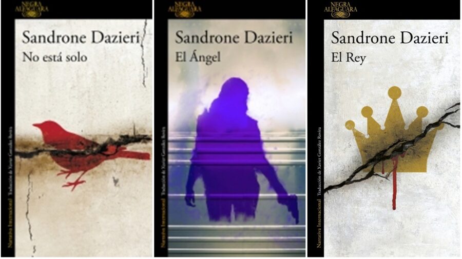 Portadas de la trilogía 'El padre' de Sandrone Dazieri, novelas previas a la publicación de "No huyas"